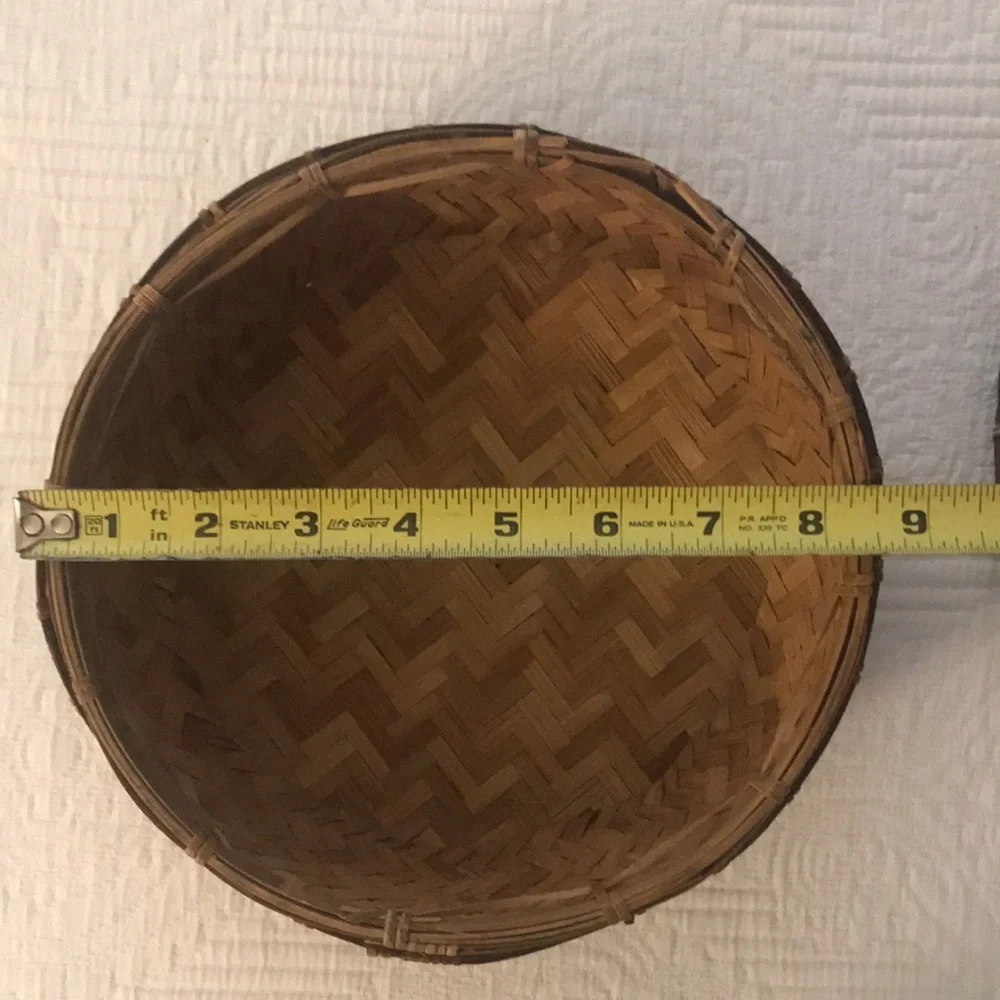 Chinese Tea Woven Wicker Basket Old Paint